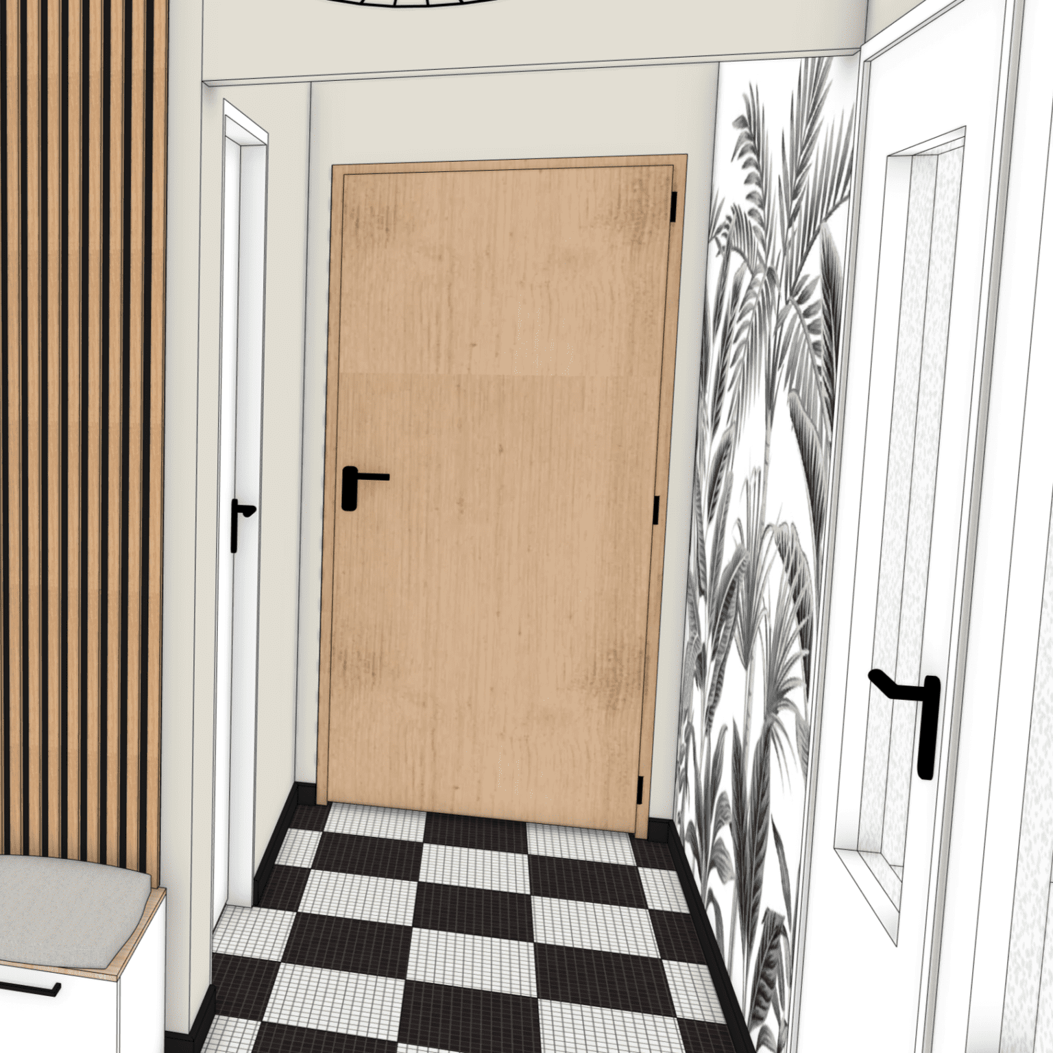 Projection 3D porte d’entrée modernisée papier peint décoratif